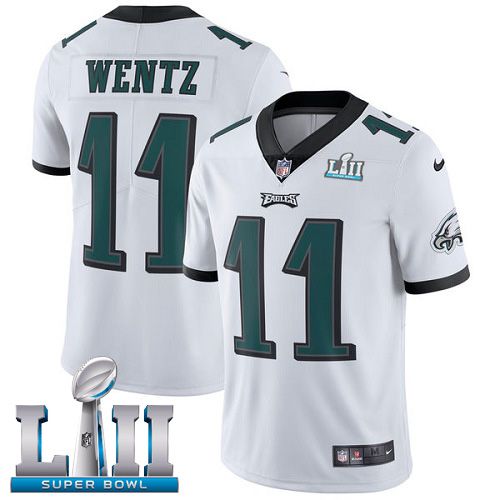 Men Philadelphia Eagles #11 Wentz White Limited 2018 Super Bowl NFL Jerseys->->NFL Jersey